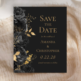 Budget Zwart Goud Donkere Bloemen Save the Date