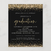 Budget Zwart Goud Glitter 2024 Afstuderen Invite (Voorkant)