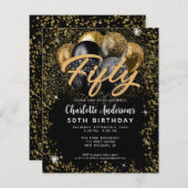 Budget zwart goud glitter ballon elke leeftijd ver (Voorkant / Achterkant)