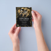 Budget zwart goud glitter ballon elke leeftijd ver flyer (Hand)