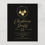Budget Zwart Goud Glitter Kerstuitnodiging Flyer (Voorkant)