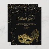 BUDGET Zwart Goud Glitter Masquerade Bedankt (Voorkant / Achterkant)