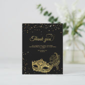 BUDGET Zwart Goud Glitter Masquerade Bedankt (Staand voorkant)