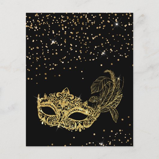 BUDGET Zwart Goud Glitter Masquerade Sweet 16 (Achterkant)