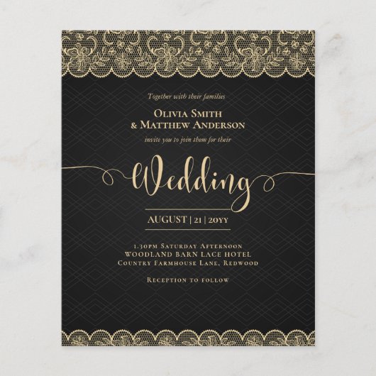 BUDGET Zwart Goud Kant Elegant Bruiloft (Voorkant)