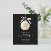 Budget Zwart Goud Kerst Diner Party Invite (Staand voorkant)