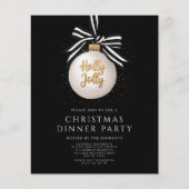 Budget Zwart Goud Kerst Diner Party Invite (Voorkant)