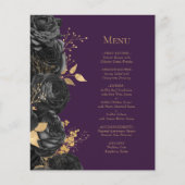 Budget Zwart Goud Paarse Bloemen Trouwmenu (Voorkant)