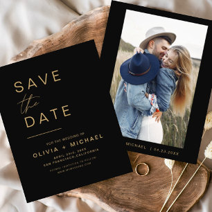 Budget Zwart Goud Save the Date Elegante Foto  Flyer