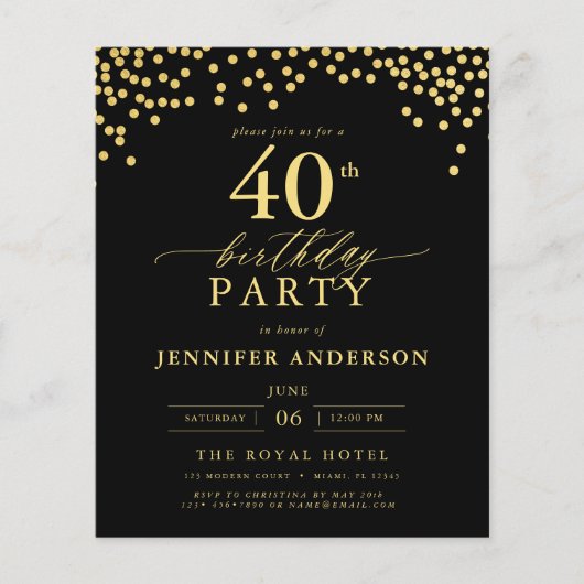 Budget Zwart-Goud Script 40e verjaardag (Voorkant)