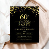 Budget Zwart-Goud Script Zestig 60ste Verjaardag Flyer