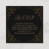 Budget  Zwart Goud Trouwen QR Code RSVP Informatiekaartje (Voorkant)