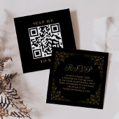 Budget Zwart Goud Trouwen QR Code RSVP Informatiekaartje