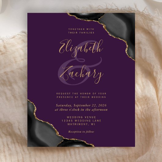 Budget Zwart Gouden Agaat Hoeken Paarse bruiloft