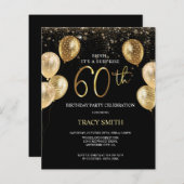 BUDGET Zwart Gouden Ballonnen 60e Verrassingsverja (Voorkant / Achterkant)