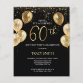 BUDGET Zwart Gouden Ballonnen 60e Verrassingsverja (Voorkant)