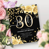 Budget Zwart Gouden Bloem Glitter 30ste Verjaardag Flyer