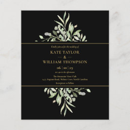 Budget Zwart Gouden Groene Huwelijksfoto Uitnodigi