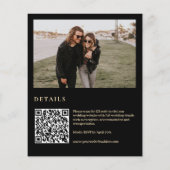 Budget zwart groen Foto QR code bruiloft uitnodigi (Achterkant)