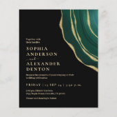 Budget zwart groen Foto QR code bruiloft uitnodigi (Voorkant)