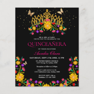 Budget Zwart Mexicaans Bloemen Goud Tiara Quincean