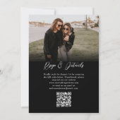 Budget Zwart Modern Fotoscript QR-code Trouwen Kaart (Achterkant)