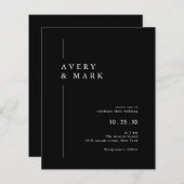 Budget Zwart Modern Minimalistische bruiloft uitno (Voorkant / Achterkant)