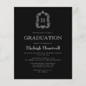 Budget Zwart Monogram Crest Graduation Party (Voorkant)