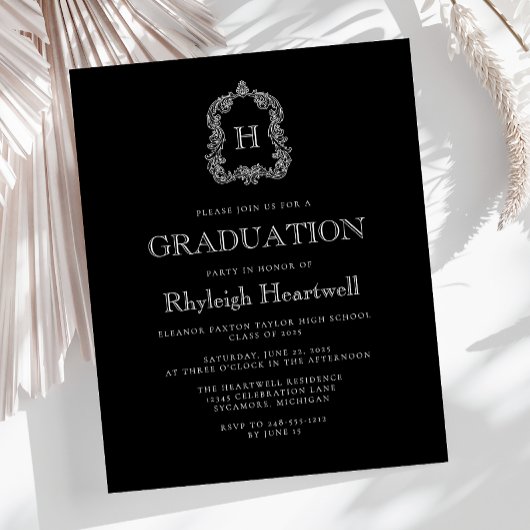 Budget Zwart Monogram Crest Graduation Party