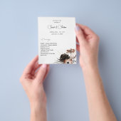 Budget Zwart & Natuurlijke Bloemen Boho Trouwprogr Flyer (Hand)