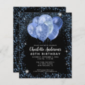 Budget Zwart Navy Blauw Glitter Ballon Verjaardag (Voorkant / Achterkant)