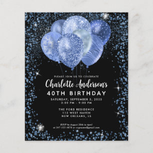 Budget Zwart Navy Blauw Glitter Ballon Verjaardag