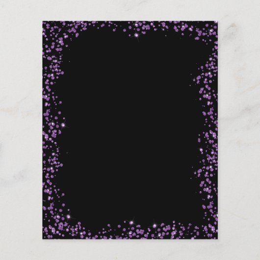 Budget Zwart Paarse Glam Glitterballon Verjaardag Flyer (Achterkant)