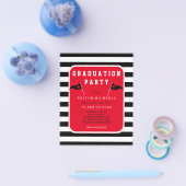 Budget zwart |Red Flag Striped Graduparty Flyer (Enkel)