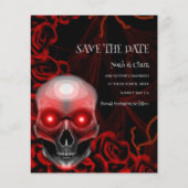 Budget Zwart rood bloemen moody gothic schedel hal (Voorkant)