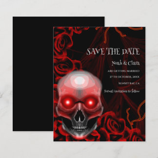 Budget Zwart rood bloemen moody gothic schedel hal