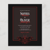 Budget Zwart & Rood Gotische QR code bruiloft Uitn (Voorkant)