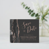Budget zwart Roos Gold Agate Dark Save the Date (Staand voorkant)
