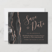 Budget zwart Roos Gold Agate Dark Save the Date (Voorkant)