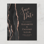 Budget zwart Roos Gold Agate Dark Save the Date (Voorkant)