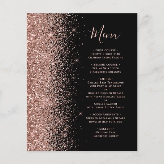 Budget zwart Roos Gold Glitter WeddenMenu (Voorkant)