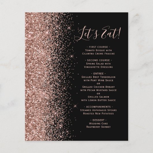 Budget zwart Roos Gold Glitter WeddenMenu (Voorkant)