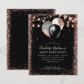 Budget Zwart Roos Goud Glitter Balloon Verjaardag (Voorkant / Achterkant)