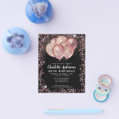 Budget Zwart Roos Goud Glitter Balloon Verjaardag Flyer (Enkel)