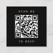 Budget Zwart Roos Goud Trouwen QR Code RSVP Informatiekaartje (Achterkant)
