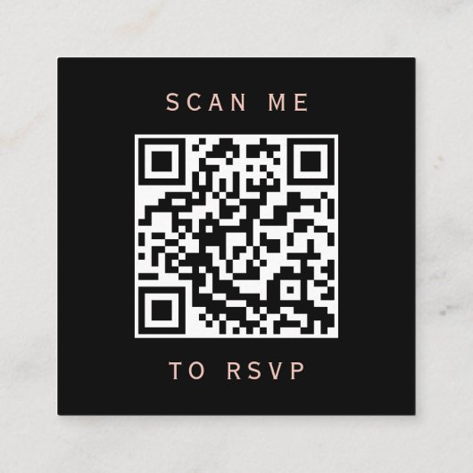 Budget Zwart Roos Goud Trouwen QR Code RSVP Informatiekaartje (Achterkant)