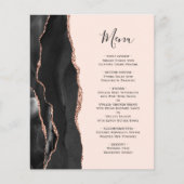 Budget Zwart Roos Gouden Agaat Blush Bruiloft Menu (Voorkant)