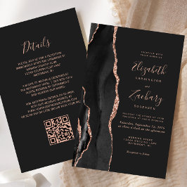 Budget Zwart Roos Gouden Agaat Dark QR Code Huweli