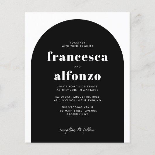 Budget Zwart RSVP QR Code Retro foto bruiloft (Voorkant)