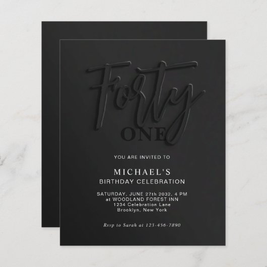 BUDGET Zwart Script Veertig 40ste volwassene verja (Voorkant / Achterkant)